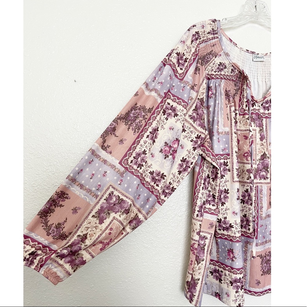 Haband Vintage Floral Patchwork Print  BohoTop Size XL